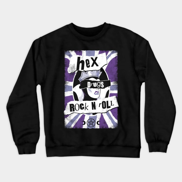 Hex, Drugs, Rock n Roll - Evil Queen - Punk Goth Crewneck Sweatshirt by Nemons